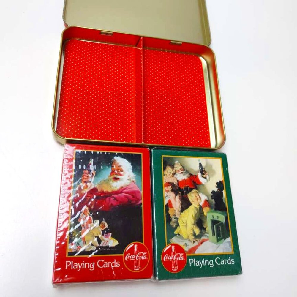 1996 Coca-Cola Nostalgia Christmas Santa Claus Playing Cards 2 Decks